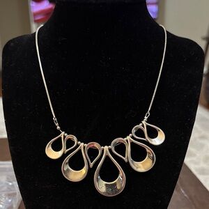 Silver Teardrop Statement Necklace - Women's Jewelry
